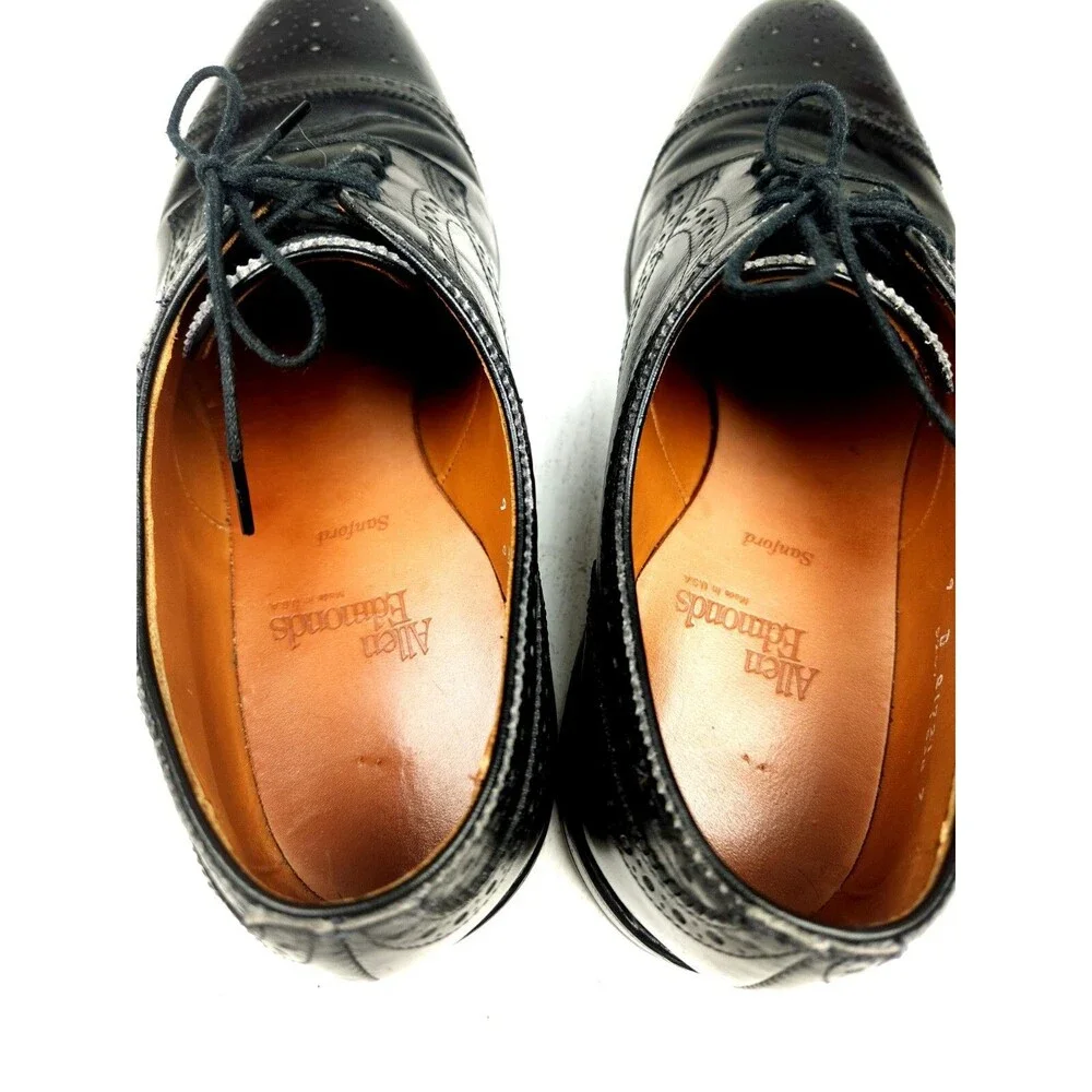 Allen Edmonds Sanford Shoes Mens 9 D Black Derby Lace Up Cap Toe Brogue
